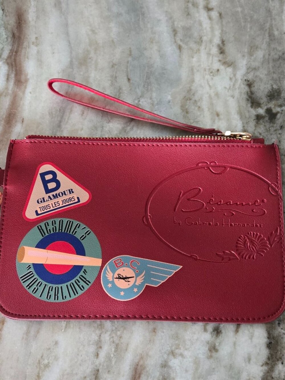 RARE Bésame Cosmetics 15th Anniversary Retro Wristlet & Leather Lipstick Sleeve